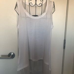 BCBGMazAzria White Mesh Panel Top - size small